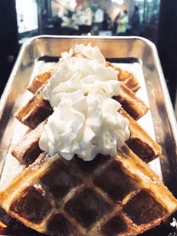 Waffle with whipped cream