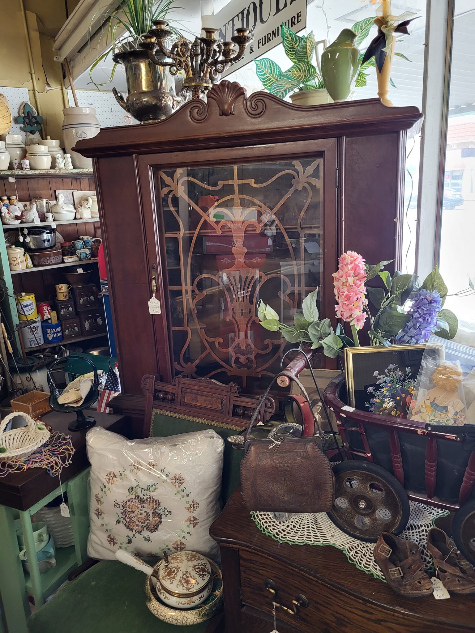 Antiques on display at Metcalf Sisters Antiques